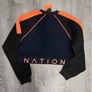 PE Nation End Plate Cropped Oversized Sweatshirt size M